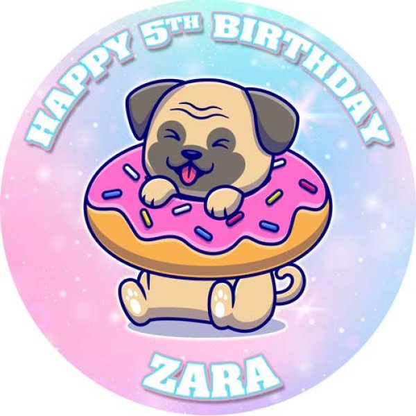 Cute Dog with Donut Cake Topper