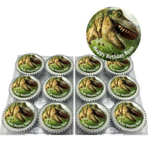 Dinosaur Cupcakes with Message
