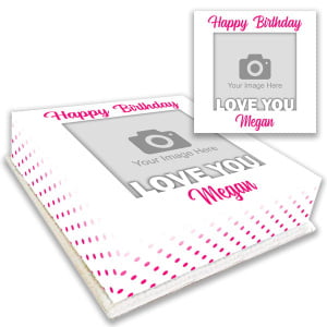 pink love you birthday photo cake